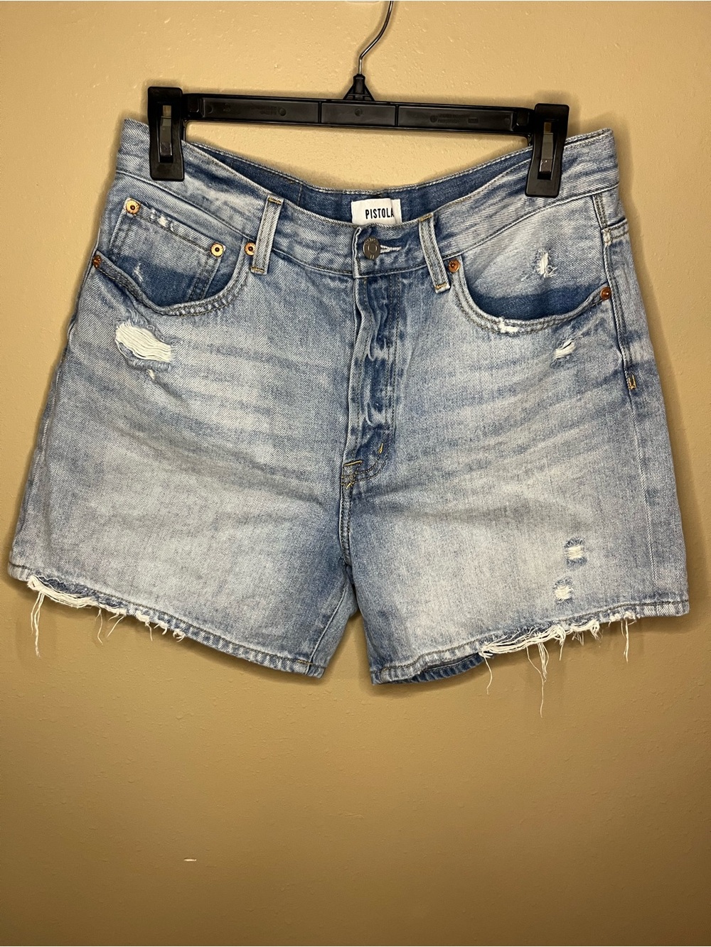 Pistola Light Blue Distressed Denim Cutoff Shorts